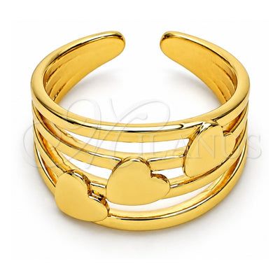 Oro Laminado Elegant Ring, Gold Filled Style Heart Design, Polished, Golden Finish, 01.310.0027 (One size fits all)
