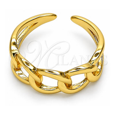 Oro Laminado Elegant Ring, Gold Filled Style Curb Design, Polished, Golden Finish, 01.310.0030 (One size fits all)