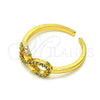 Oro Laminado Multi Stone Ring, Gold Filled Style Infinite and Heart Design, with White Micro Pave, Polished, Golden Finish, 01.310.0031 (One size fits all)