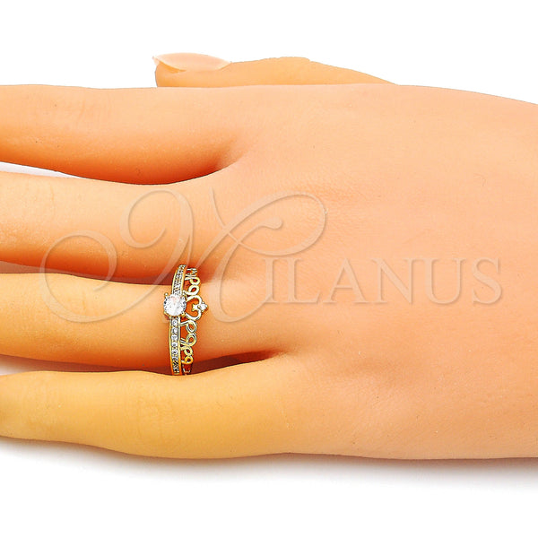 Gold Filled Ring — Multi Stone Ring Crown Design with White Micro — alternate product view — SKU 148905 | Oro Laminado anillo — Multi Stone Ring Crown diseño with blanco Micro — SKU 148905