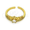 Oro Laminado Multi Stone Ring, Gold Filled Style Crown Design, with White Micro Pave, Polished, Golden Finish, 01.310.0032 (One size fits all)