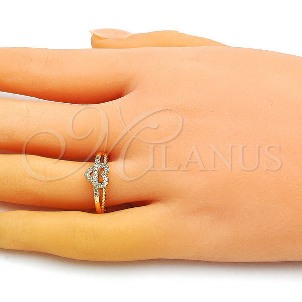 Gold Filled Ring — Multi Stone Ring Heart Design with White Micro — alternate product view — SKU 148906 | Oro Laminado anillo — Multi Stone Ring corazón diseño with blanco Micro — SKU 148906