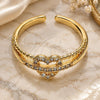 Oro Laminado Multi Stone Ring, Gold Filled Style Heart Design, with White Micro Pave, Polished, Golden Finish, 01.310.0033 (One size fits all)