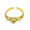 Oro Laminado Multi Stone Ring, Gold Filled Style Heart Design, with White Micro Pave, Polished, Golden Finish, 01.310.0033 (One size fits all)