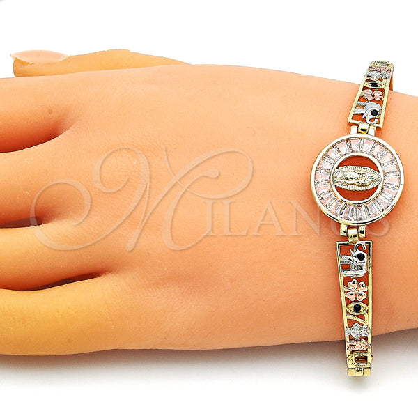 Gold Filled Bracelet — Fancy Bracelet Guadalupe and Elephant Design with White — alternate product view — SKU 148909 | Oro Laminado brazalete — elegante Bracelet Guadalupe and Elephant diseño with blanco — SKU 148909