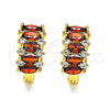 Oro Laminado Huggie Hoop, Gold Filled Style with Garnet and White Cubic Zirconia, Polished, Golden Finish, 02.210.0722.2.15