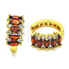 Oro Laminado Huggie Hoop, Gold Filled Style with Garnet and White Cubic Zirconia, Polished, Golden Finish, 02.210.0722.2.15