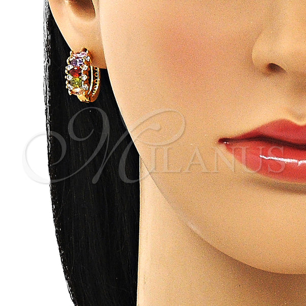 Gold Filled Hoop Earrings — Huggie Hoop with Multicolor Cubic Zirconia Polished 02. — alternate product view — SKU 148921 | Oro Laminado aretes de aro — Huggie Hoop with Multicolor Cubic Zirconia pulido 02. — SKU 148921