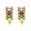 Oro Laminado Huggie Hoop, Gold Filled Style with Multicolor Cubic Zirconia, Polished, Golden Finish, 02.210.0722.3.15