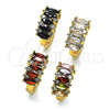 Oro Laminado Huggie Hoop, Gold Filled Style with Multicolor Cubic Zirconia, Polished, Golden Finish, 02.210.0722.3.15