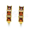 Oro Laminado Huggie Hoop, Gold Filled Style with Garnet and White Cubic Zirconia, Polished, Golden Finish, 02.210.0723.1.15