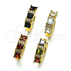 Oro Laminado Huggie Hoop, Gold Filled Style with Garnet and White Cubic Zirconia, Polished, Golden Finish, 02.210.0723.1.15
