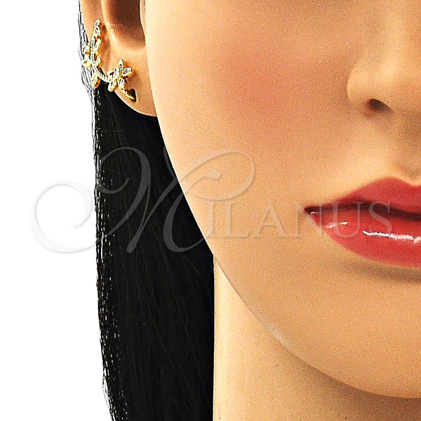 Gold Filled Ring — Earcuff Flower Design with Multicolor Micro Pave and — alternate product view — SKU 148933 | Oro Laminado anillo — Earcuff flor diseño with Multicolor Micro Pave and — SKU 148933