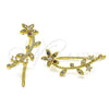 Oro Laminado Earcuff, Gold Filled Style Flower Design, with Multicolor Micro Pave and White Cubic Zirconia, Polished, Golden Finish, 02.210.0726.1