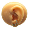 Oro Laminado Earcuff, Gold Filled Style Flower Design, with Multicolor Micro Pave and White Cubic Zirconia, Polished, Golden Finish, 02.210.0726.1