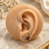 Oro Laminado Earcuff, Gold Filled Style Star Design, with Multicolor Micro Pave and Garnet Cubic Zirconia, Polished, Golden Finish, 02.210.0727.1