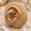 Oro Laminado Earcuff, Gold Filled Style Evil Eye Design, with White Micro Pave, Polished, Golden Finish, 02.210.0728