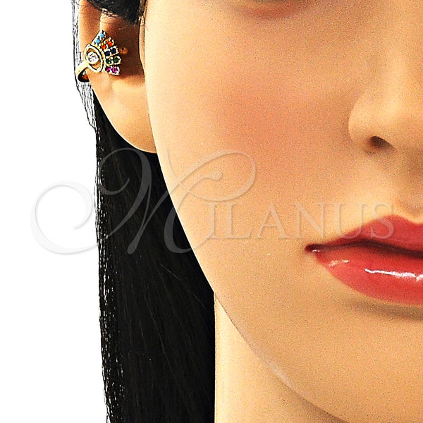 Gold Filled Ring — Earcuff Evil Eye Design with Multicolor Micro Pave — alternate product view — SKU 148937 | Oro Laminado anillo — Earcuff Evil Eye diseño with Multicolor Micro Pave — SKU 148937