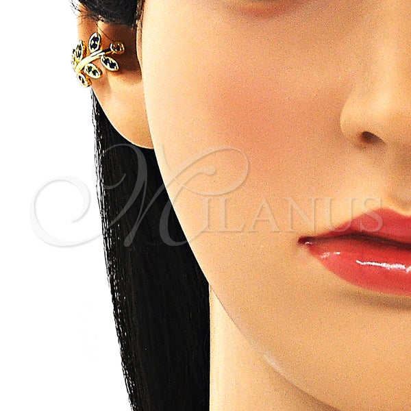 Gold Filled Ring — Earcuff Leaf Design with White Micro Pave Polished — alternate product view — SKU 148939 | Oro Laminado anillo — Earcuff Leaf diseño with blanco Micro Pave pulido — SKU 148939