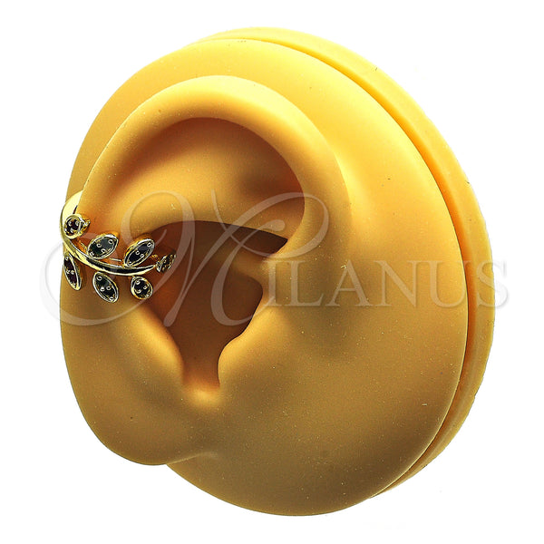 Gold Filled Ring — Earcuff Leaf Design with White Micro Pave Polished — main product view — SKU 148939 | Oro Laminado anillo — Earcuff Leaf diseño with blanco Micro Pave pulido — SKU 148939