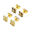 Oro Laminado Stud Earring, Gold Filled Style with Multicolor Cubic Zirconia, Polished, Golden Finish, 02.387.0097.1