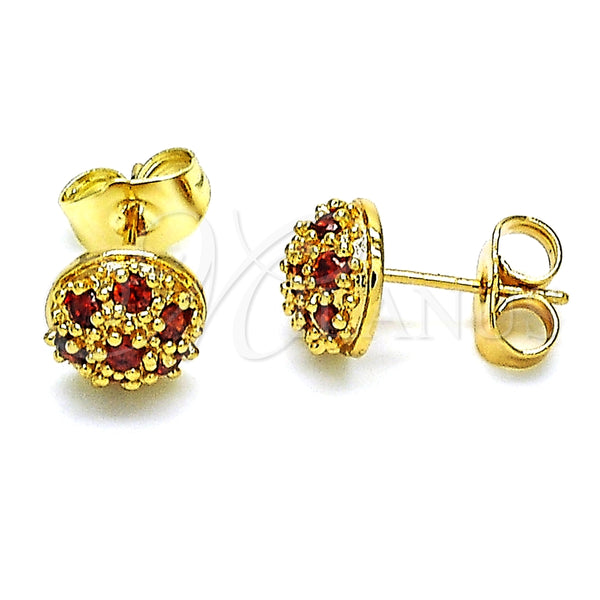 Gold Filled Ring — Stud Earring with Garnet Cubic Zirconia Polished 02. — alternate product view — SKU 148946 | Oro Laminado anillo — Stud Earring with Garnet Cubic Zirconia pulido 02. — SKU 148946