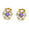 Gold Filled Ring — Stud Earring with Amethyst and White Cubic Zirconia — alternate product view — SKU 148950 | Oro Laminado anillo — Stud Earring with Amethyst and blanco Cubic Zirconia — SKU 148950