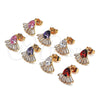 Oro Laminado Stud Earring, Gold Filled Style Teardrop and Baguette Design, with Garnet and White Cubic Zirconia, Polished, Golden Finish, 02.387.0103.2