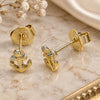 Oro Laminado Stud Earring, Gold Filled Style Anchor Design, Polished, Golden Finish, 02.213.0403