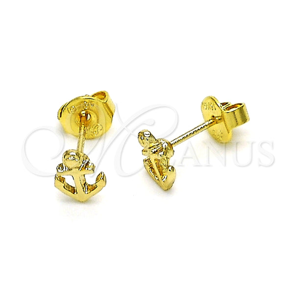 Gold Filled Ring — Stud Earring Anchor Design Polished 02. — alternate product view — SKU 148965 | Oro Laminado anillo — Stud Earring Anchor diseño pulido 02. — SKU 148965