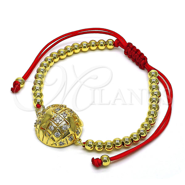 Gold Filled Bracelet — Adjustable Bolo Bracelet Ball Design with White Micro — alternate product view — SKU 148967 | Oro Laminado brazalete — Adjustable Bolo Bracelet Ball diseño with blanco Micro — SKU 148967