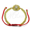Oro Laminado Adjustable Bolo Bracelet, Gold Filled Style Ball Design, with White Micro Pave, Polished, Golden Finish, 03.193.0007.11 (04 MM Thickness, 11 Inches Length)