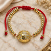 Oro Laminado Adjustable Bolo Bracelet, Gold Filled Style Ball Design, with White Micro Pave, Polished, Golden Finish, 03.193.0007.11 (04 MM Thickness, 11 Inches Length)