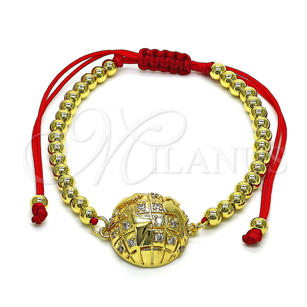 Gold Filled Bracelet — Adjustable Bolo Bracelet Ball Design with White Micro — main product view — SKU 148967 | Oro Laminado brazalete — Adjustable Bolo Bracelet Ball diseño with blanco Micro — SKU 148967