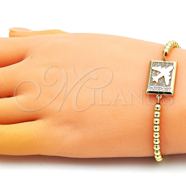 Gold Filled Bracelet — Adjustable Bolo Bracelet Airplane and Ball Design with — alternate product view — SKU 148968 | Oro Laminado brazalete — Adjustable Bolo Bracelet Airplane and Ball diseño with — SKU 148968