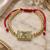 Oro Laminado Adjustable Bolo Bracelet, Gold Filled Style Airplane and Ball Design, with White Micro Pave, Polished, Golden Finish, 03.193.0008.11 (04 MM Thickness, 11 Inches Length)
