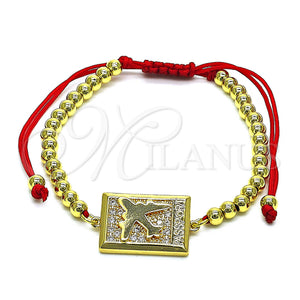 Gold Filled Bracelet — Adjustable Bolo Bracelet Airplane and Ball Design with — main product view — SKU 148968 | Oro Laminado brazalete — Adjustable Bolo Bracelet Airplane and Ball diseño with — SKU 148968