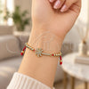 Oro Laminado Adjustable Bolo Bracelet, Gold Filled Style Palm Tree and Ball Design, with White Micro Pave, Polished, Golden Finish, 03.193.0009.11 (04 MM Thickness, 11 Inches Length)