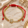 Oro Laminado Adjustable Bolo Bracelet, Gold Filled Style Palm Tree and Ball Design, with White Micro Pave, Polished, Golden Finish, 03.193.0009.11 (04 MM Thickness, 11 Inches Length)