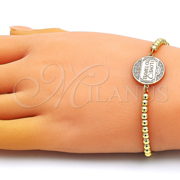 Gold Filled Bracelet — Adjustable Bolo Bracelet Love and Heart Design with — alternate product view — SKU 148970 | Oro Laminado brazalete — Adjustable Bolo Bracelet Love and corazón diseño with — SKU 148970