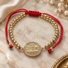 Oro Laminado Adjustable Bolo Bracelet, Gold Filled Style Love and Heart Design, with White Micro Pave, Polished, Golden Finish, 03.193.0010.11 (04 MM Thickness, 11 Inches Length)