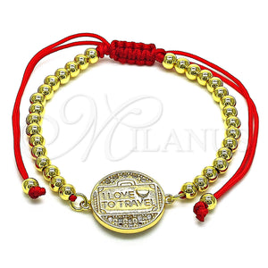 Gold Filled Bracelet — Adjustable Bolo Bracelet Love and Heart Design with — main product view — SKU 148970 | Oro Laminado brazalete — Adjustable Bolo Bracelet Love and corazón diseño with — SKU 148970