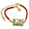 Oro Laminado Fancy Bracelet, Gold Filled Style Airplane Design, with White Micro Pave, Polished, Golden Finish, 03.193.0013.06 (02 MM Thickness, 6 Inches Length)