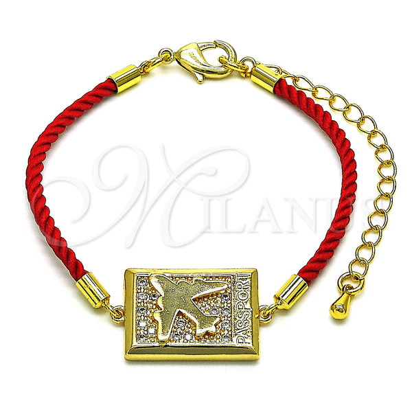 Gold Filled Bracelet — Fancy Bracelet Airplane Design with White Micro Pave — main product view — SKU 148973 | Oro Laminado brazalete — elegante Bracelet Airplane diseño with blanco Micro Pave — SKU 148973