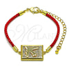 Oro Laminado Fancy Bracelet, Gold Filled Style Airplane Design, with White Micro Pave, Polished, Golden Finish, 03.193.0013.06 (02 MM Thickness, 6 Inches Length)