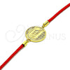 Oro Laminado Fancy Bracelet, Gold Filled Style Love and Heart Design, with White Micro Pave, Polished, Golden Finish, 03.193.0015.06 (02 MM Thickness, 6 Inches Length)