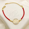 Oro Laminado Fancy Bracelet, Gold Filled Style Love and Heart Design, with White Micro Pave, Polished, Golden Finish, 03.193.0015.06 (02 MM Thickness, 6 Inches Length)