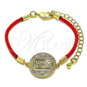 Gold Filled Bracelet — Fancy Bracelet Love and Heart Design with White — main product view — SKU 148975 | Oro Laminado brazalete — elegante Bracelet Love and corazón diseño with blanco — SKU 148975