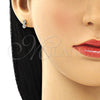 Oro Laminado Stud Earring, Gold Filled Style Infinite Design, with White Micro Pave, Polished, Golden Finish, 02.102.0063