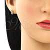 Oro Laminado Stud Earring, Gold Filled Style Infinite Design, with White Micro Pave, Polished, Golden Finish, 02.102.0064